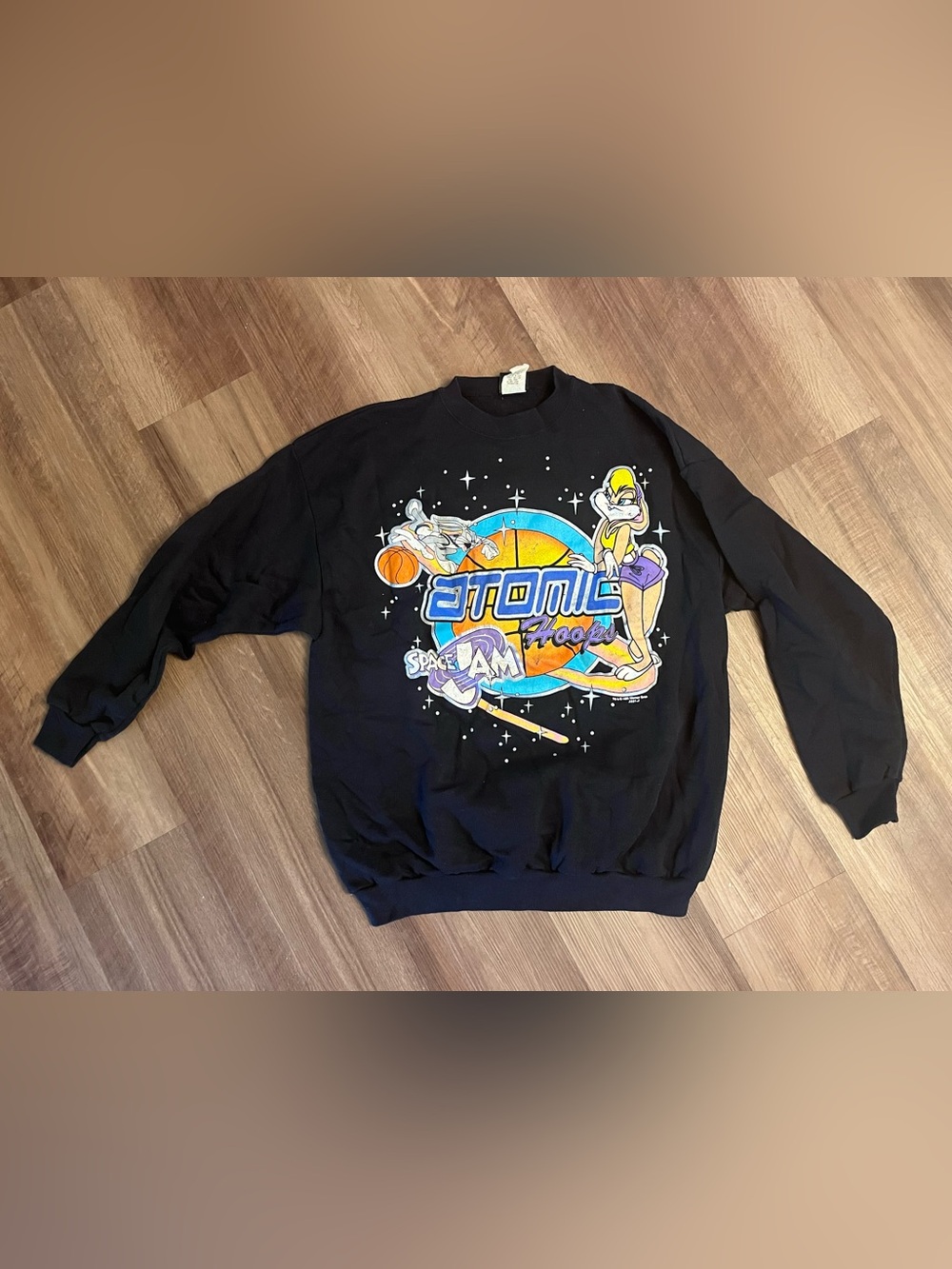 Vintage 1996 Space Jam Atomic Hoops Bugs Bunny Lola Sweatshirt USA X-Large Toons